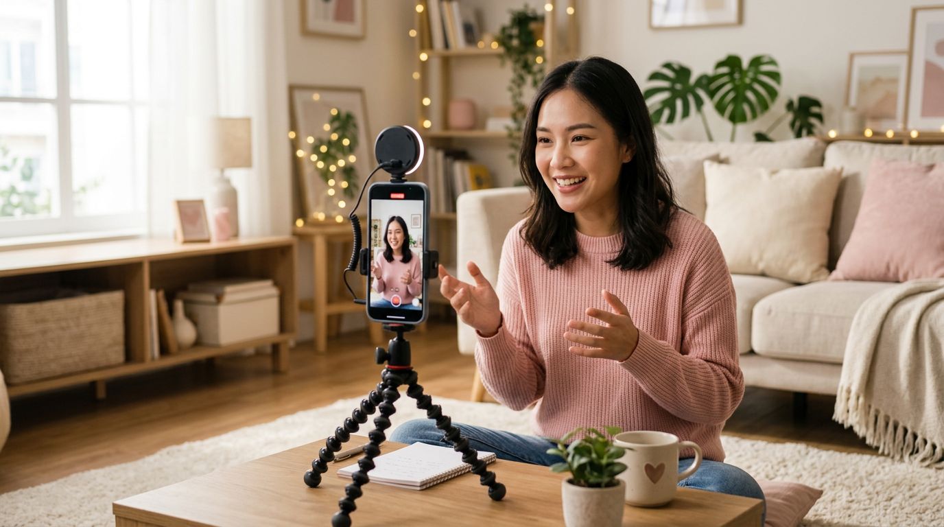 ถ่ายวิดีโอ TikTok คนเดียวที่บ้านให้ได้ภาพสวย ด้วยขาตั้งกล้องมือถือและเทคนิคที่ทำได้จริง ถ่ายวิดีโอ TikTok คนเดียวที่บ้านให้ได้ภาพสวย ด้วยขาตั้งกล้องมือถือและเทคนิคที่ทำได้จริง