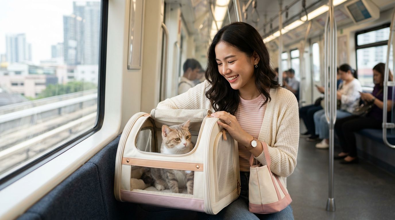 กระเป๋าใส่แมวเดินทางที่ใช้ขึ้นรถไฟฟ้าได้จริง เลือกยังไงให้แมวไม่เครียดตลอดทาง
